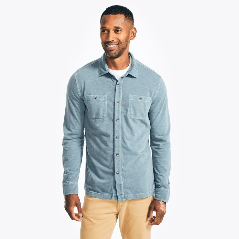 Camisas Nautica Hombre Rebajas - Wear To Trabajo -sleeve Azules